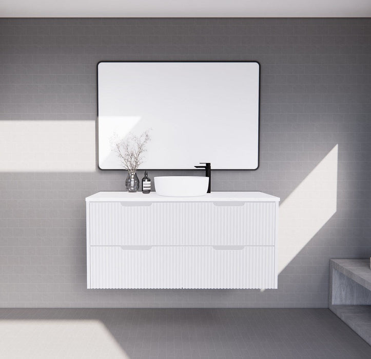 600-1800*450*550mm ABS Bali Matt White MR Melamined Board Panel With PVC Coating Fluted Wall Hung Vanity