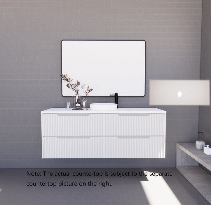 600-1800*450*550mm ABS Bali Matt White MR Melamined Board Panel With PVC Coating Fluted Wall Hung Vanity