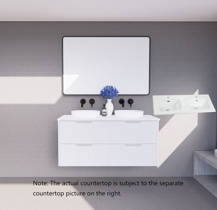 600-1800*450*550mm ABS Bali Matt White MR Melamined Board Panel With PVC Coating Fluted Wall Hung Vanity