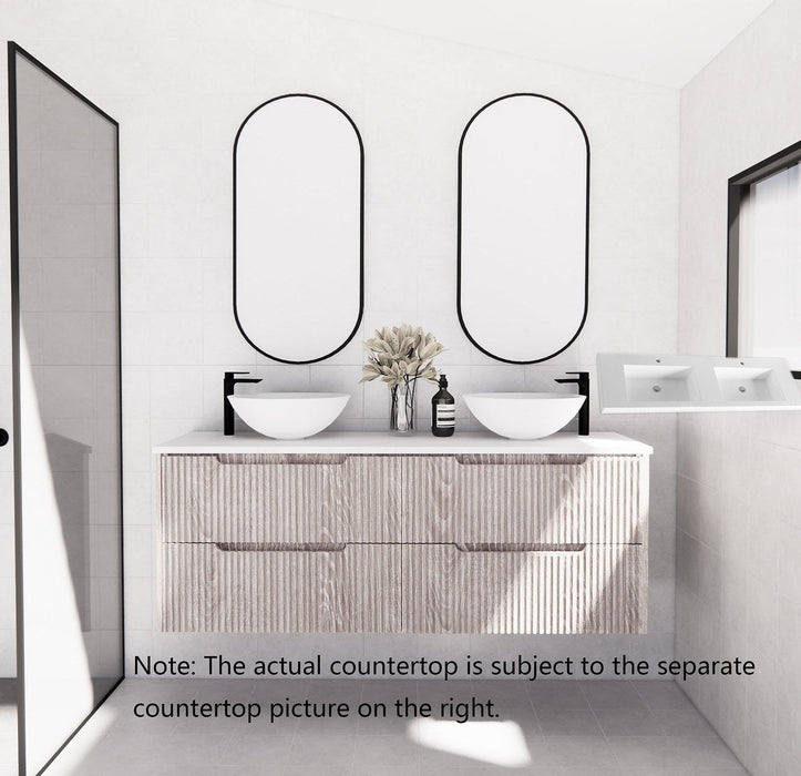 600-1800*450*550mm ABS Bali White Oak MR Melamined Board Panel With PVC Coating Fluted Wall Hung Vanity