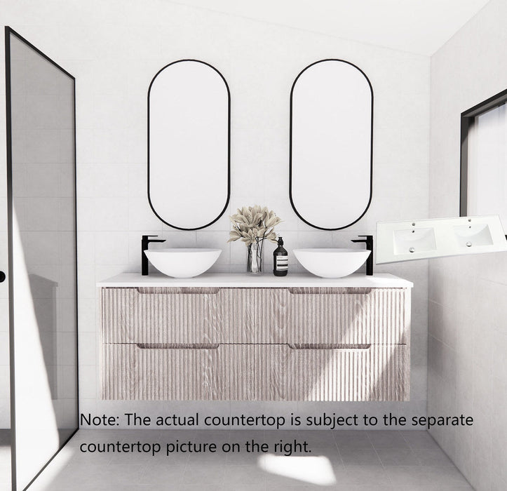 600-1800*450*550mm ABS Bali White Oak MR Melamined Board Panel With PVC Coating Fluted Wall Hung Vanity