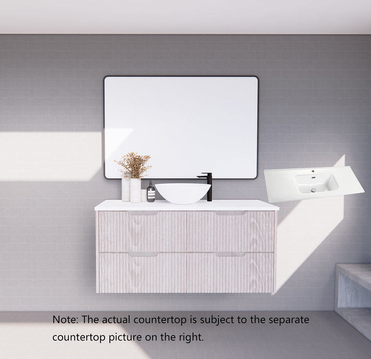 600-1800*450*550mm ABS Bali White Oak MR Melamined Board Panel With PVC Coating Fluted Wall Hung Vanity - HD reno