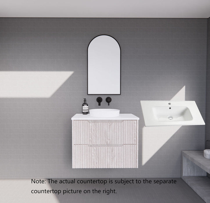 600-1800*450*550mm ABS Bali White Oak MR Melamined Board Panel With PVC Coating Fluted Wall Hung Vanity - HD reno