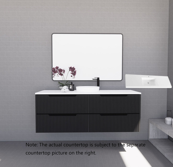 600-1800*450*550mm ABS Bali Matt Black MR Melamined Board Panel With PVC Coating Fluted Wall Hung Vanity