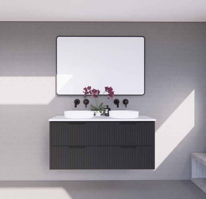 600-1800*450*550mm ABS Bali Matt Black MR Melamined Board Panel With PVC Coating Fluted Wall Hung Vanity