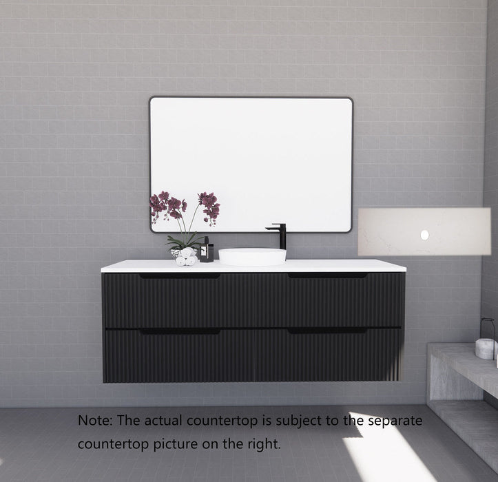 600-1800*450*550mm ABS Bali Matt Black MR Melamined Board Panel With PVC Coating Fluted Wall Hung Vanity