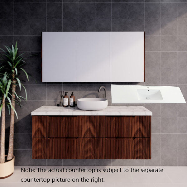 600-1800*450*550mm ABS Bali Brown Oak MR Melamined Board Panel With PVC Coating Fluted Wall Hung Vanity