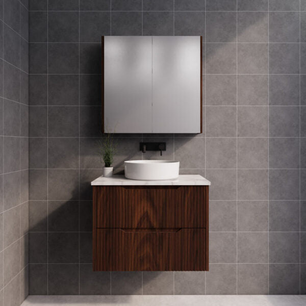 600-1800*450*550mm ABS Bali Brown Oak MR Melamined Board Panel With PVC Coating Fluted Wall Hung Vanity - HD reno