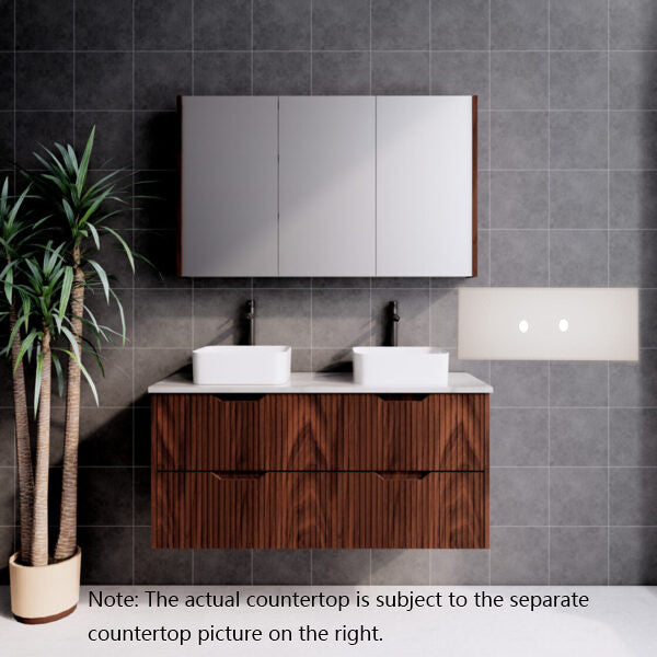 600-1800*450*550mm ABS Bali Brown Oak MR Melamined Board Panel With PVC Coating Fluted Wall Hung Vanity