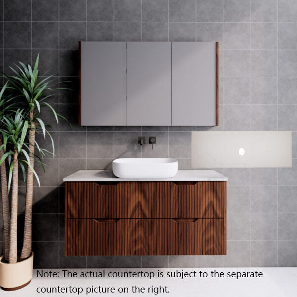 600-1800*450*550mm ABS Bali Brown Oak MR Melamined Board Panel With PVC Coating Fluted Wall Hung Vanity