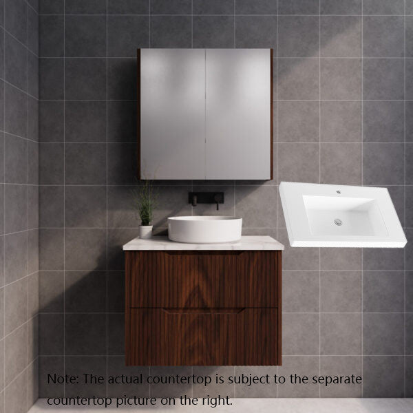 600-1800*450*550mm ABS Bali Brown Oak MR Melamined Board Panel With PVC Coating Fluted Wall Hung Vanity - HD reno