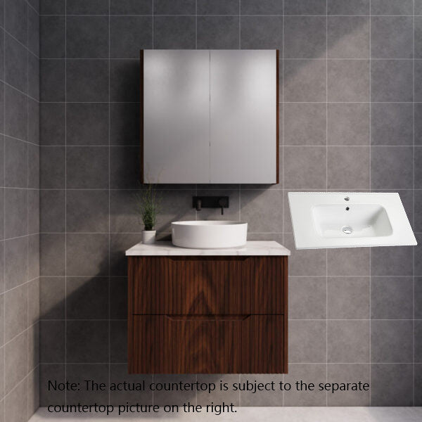 600-1800*450*550mm ABS Bali Brown Oak MR Melamined Board Panel With PVC Coating Fluted Wall Hung Vanity - HD reno