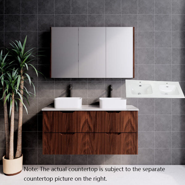 600-1800*450*550mm ABS Bali Brown Oak MR Melamined Board Panel With PVC Coating Fluted Wall Hung Vanity - HD reno