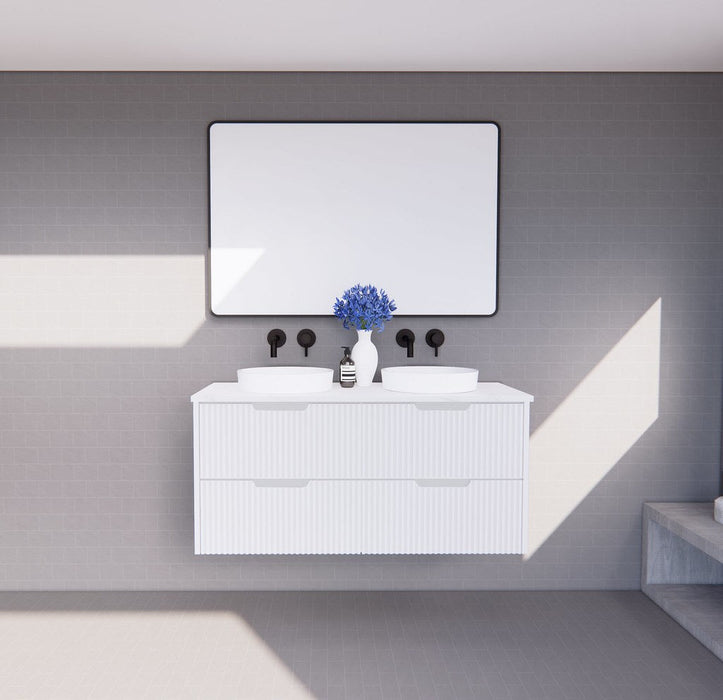 600-1800*450*550mm ABS Bali Matt White MR Melamined Board Panel With PVC Coating Fluted Wall Hung Vanity