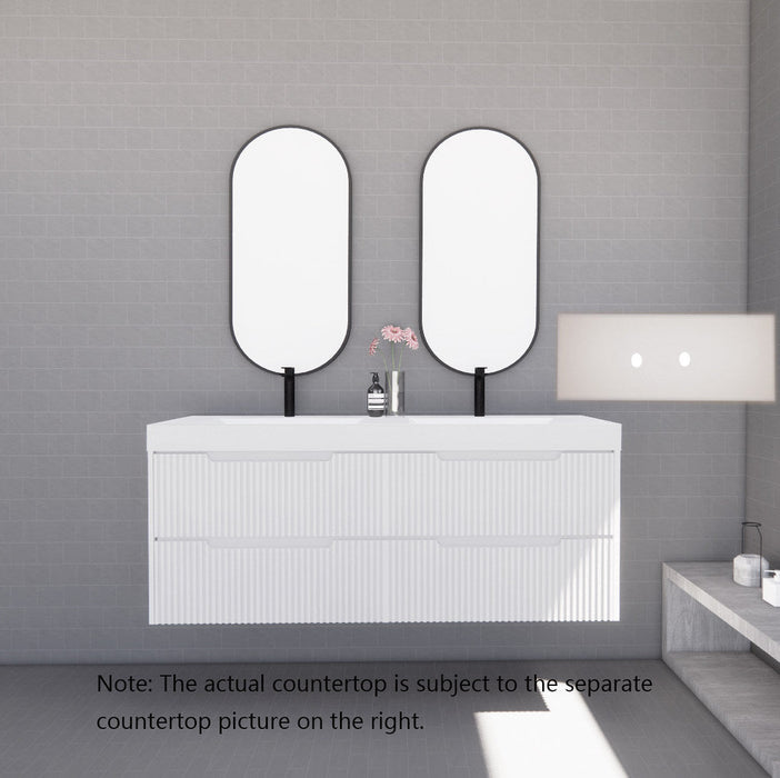 600-1800*450*550mm ABS Bali Matt White MR Melamined Board Panel With PVC Coating Fluted Wall Hung Vanity