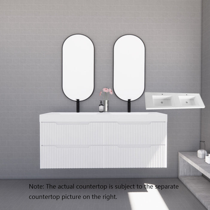 600-1800*450*550mm ABS Bali Matt White MR Melamined Board Panel With PVC Coating Fluted Wall Hung Vanity