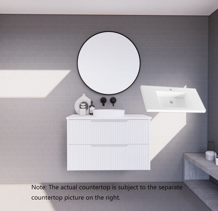 600-1800*450*550mm ABS Bali Matt White MR Melamined Board Panel With PVC Coating Fluted Wall Hung Vanity