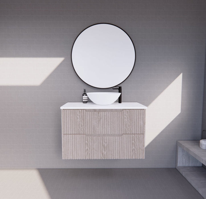 600-1800*450*550mm ABS Bali White Oak MR Melamined Board Panel With PVC Coating Fluted Wall Hung Vanity