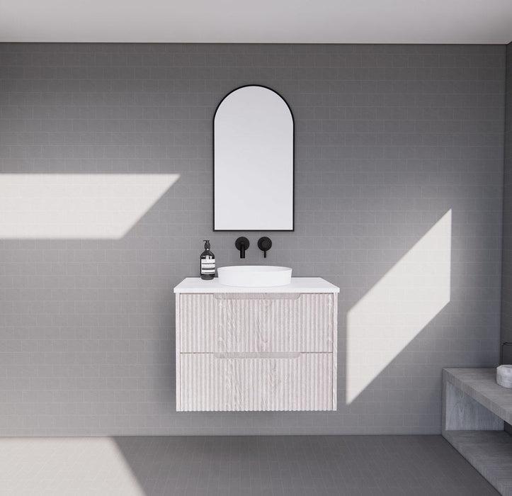 600-1800*450*550mm ABS Bali White Oak MR Melamined Board Panel With PVC Coating Fluted Wall Hung Vanity - HD reno