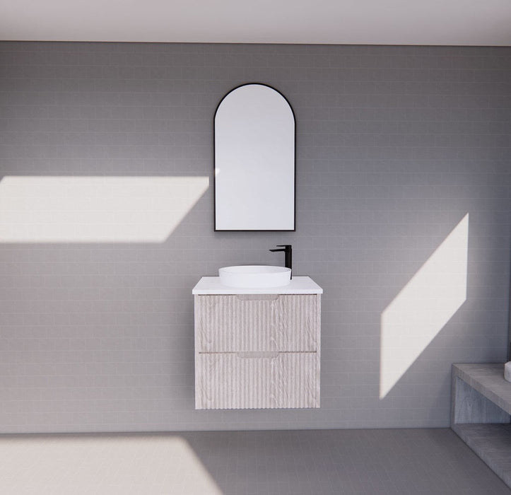 600-1800*450*550mm ABS Bali White Oak MR Melamined Board Panel With PVC Coating Fluted Wall Hung Vanity - HD reno