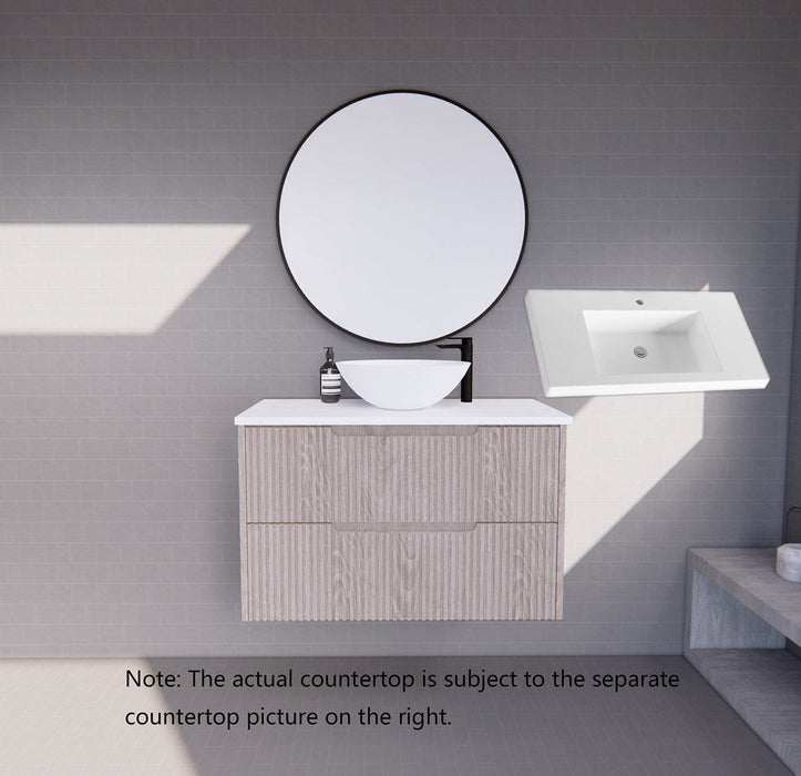 600-1800*450*550mm ABS Bali White Oak MR Melamined Board Panel With PVC Coating Fluted Wall Hung Vanity