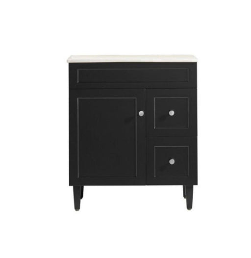 750*455*860mm POS Harrington Matt Black PVC Constructed Freestanding Vanity With Kick Board - Right Hand Drawer - HD reno