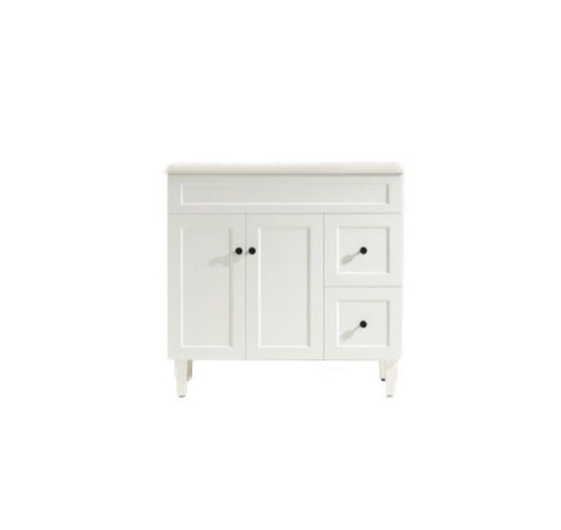 900*455*860mm POS Harrington Matt White PVC Constructed Freestanding Vanity With Legs - Right Hand Drawer - HD reno
