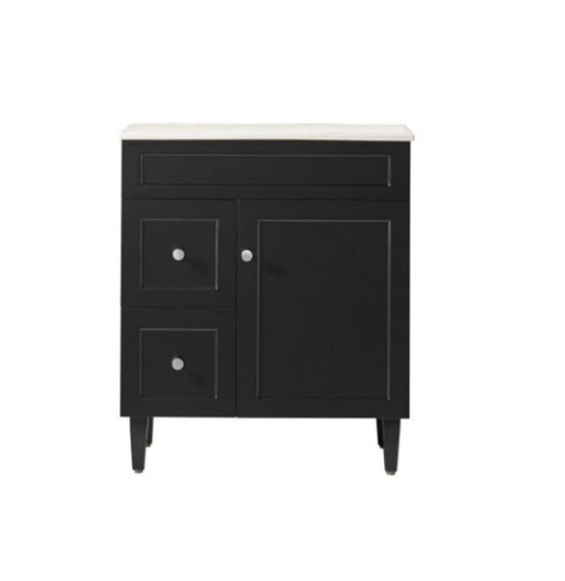 750*455*860mm POS Harrington Matt Black PVC Constructed Freestanding Vanity With Legs - Left Hand Drawer - HD reno
