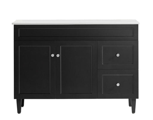 1200*455*860mm POS Harrington Matt Black PVC Constructed Freestanding Vanity With Legs - Right Hand Drawer - HD reno