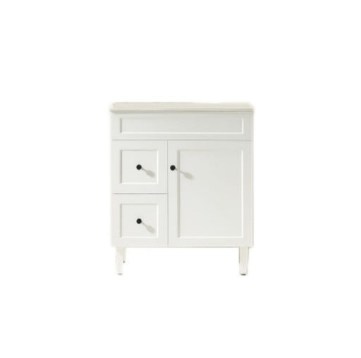 750*455*860mm POS Harrington Matt White PVC Constructed Freestanding Vanity With Kick Board - Left Hand Drawer - HD reno