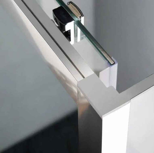 920-1750x2000mm L Shape Shower Screen Sliding Door Black Semi-frameless 6mm Glass With Return Panel
