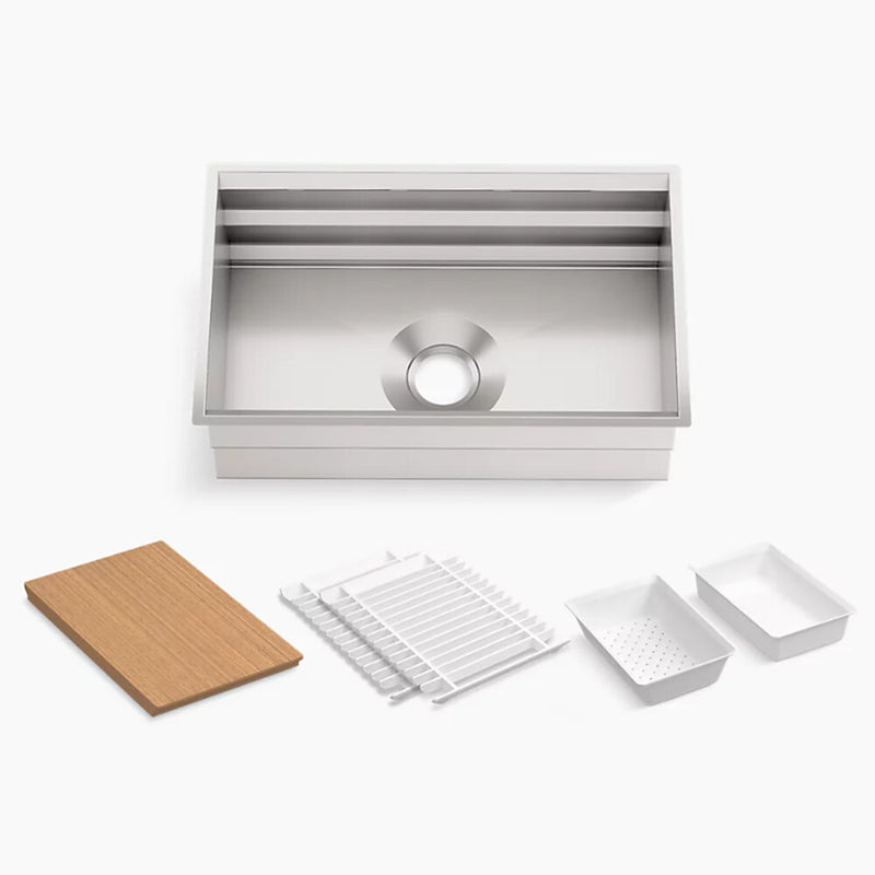 735*450*280mm Kohler Prolific Stainless Steel Square Single Bowl Workstation Undermount Kitchen Sink