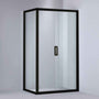 920-1750x2000mm L Shape Shower Screen Sliding Door Black Semi-frameless 6mm Glass With Return Panel