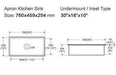 760*459*254mm Lukka Procida Fireclay Matt Black Square Basin Single Bowl With Drainer Inset/Undermount Laundry Kitchen Sink