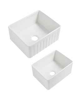 610*459*254mm Lukka Rocca Fine Fireclay Farm House Buttler Gloss White Square Basin Single Bowl With Drainer Undermount Laundry Kitchen Sink