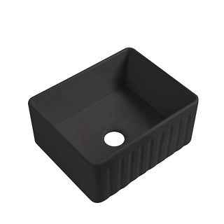 610*459*254mm Lukka Rocca Fine Fireclay Farm House Buttler Matt Black Square Basin Single Bowl With Drainer Undermount Laundry Kitchen Sink