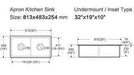 813*483*254mm Lukka Procida Fireclay Gloss White Double Bowls Square Basin With Drainer Inset/Undermount Laundry Kitchen Sink