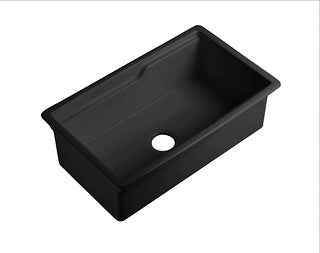 813*483*255mm Lukka Vorona Fireclay Inset/Undermount Matt Black Square Basin Single Bowl With Drainer Laundry Kitchen Sink