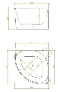1000x1000x635mm Lukka Bingie Diamond Gloss White Acrylic None Overflow Corner Bathtub