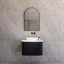 750*450*450mm ABS Houston Matt Black Plywood Curved Wall Hung Vanity With Front Pull-out Side Cabinets, No Side Clearance Needed