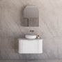 900*450*450mm ABS Houston Matt White Plywood Curved Wall Hung Vanity With Front Pull-out Side Cabinets, No Side Clearance Needed
