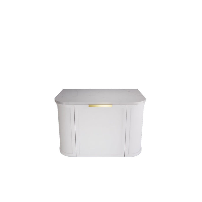 750*450*450mm ABS Houston Matt White Plywood Curved Wall Hung Vanity