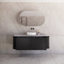 1500*450*450mm ABS Houston Matt Black Plywood Single Bowl Curved Wall Hung Vanity With Front Pull-out Side Cabinets, No Side Clearance Needed