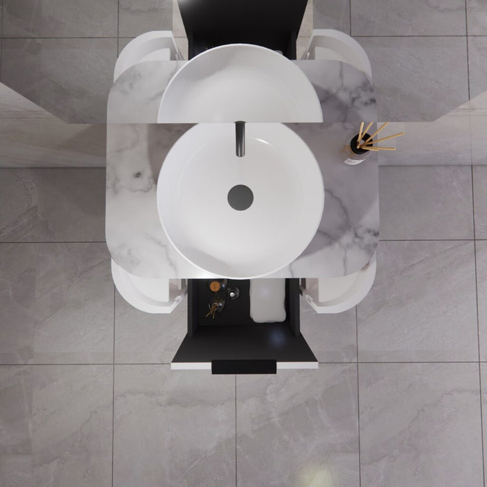 750*450*450mm ABS Houston Matt White Plywood Curved Wall Hung Vanity