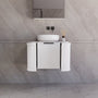 750*450*450mm ABS Houston Matt White Plywood Curved Wall Hung Vanity With Front Pull-out Side Cabinets, No Side Clearance Needed