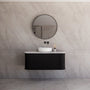 1200*450*450mm ABS Houston Matt Black Plywood Single Bowl Curved Wall Hung Vanity With Front Pull-out Side Cabinets, No Side Clearance Needed