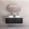 1500*450*450mm ABS Houston Matt Black Plywood Double Bowls Curved Wall Hung Vanity