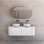 1500*450*450mm ABS Houston Matt White Plywood Curved Double Bowls Wall Hung Vanity With Front Pull-out Side Cabinets, No Side Clearance Needed