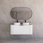 1200*450*450mm ABS Houston Matt White Plywood Curved Double Bowls Wall Hung Vanity With Front Pull-out Side Cabinets, No Side Clearance Needed