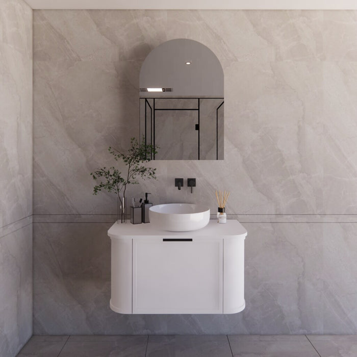 900*450*450mm ABS Houston Matt White Plywood Curved Wall Hung Vanity